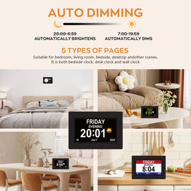 Vruelia clock with 12 alarms supports medication and meal reminders.