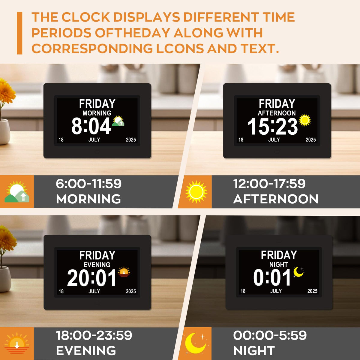 Vruelia bedside clock with auto-dimming creates gentle night viewing.