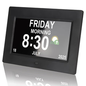Vruelia digital clock 7-inch display offers bold, high-contrast time for easy reading from a distance.