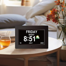 Vruelia durable design clock withstands high-traffic use in care settings.