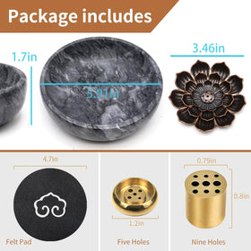Vrupin extra-large black marble incense burner for bold displays.
