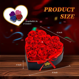 Vryblos Forever Rose heart box interior with card, ready to send as a thoughtful gift.