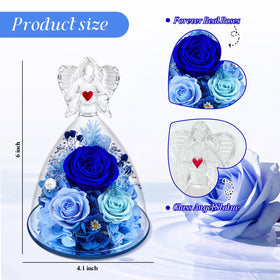 Vryblos glass angel with rose dome and gold-tipped wings as a timeless keepsake