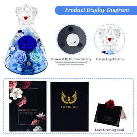 Vryblos handmade angel symbolizes blessing beside forever real roses