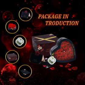Vryblos heart box packaging detail, protective film for damage-free delivery.