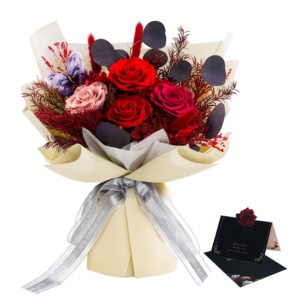 Vryblos preserved roses bouquet in vase showing long-lasting beauty for home decor