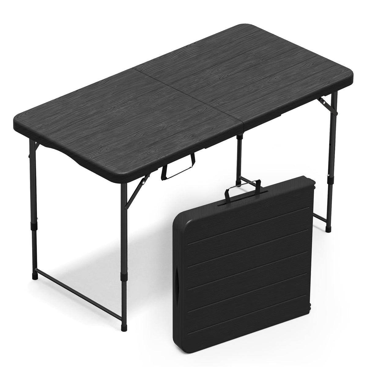 VSOAEIL 4ft folding table closed, compact for easy storage and transport.