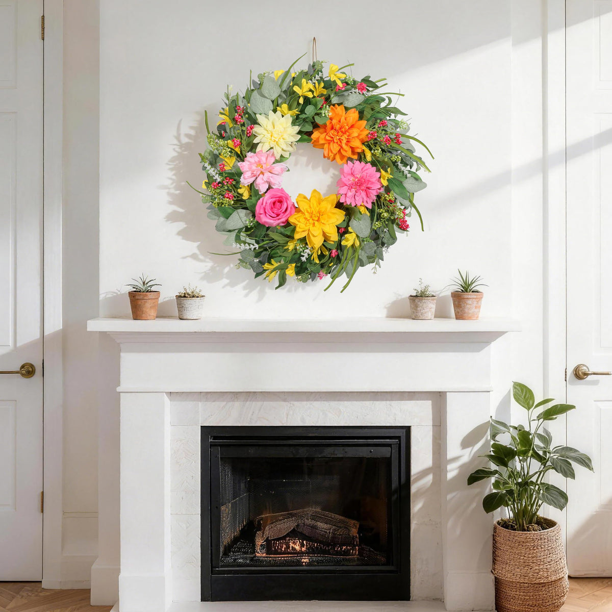 Bright, lightweight wreath ideal for seasonal decor ideas and displays.