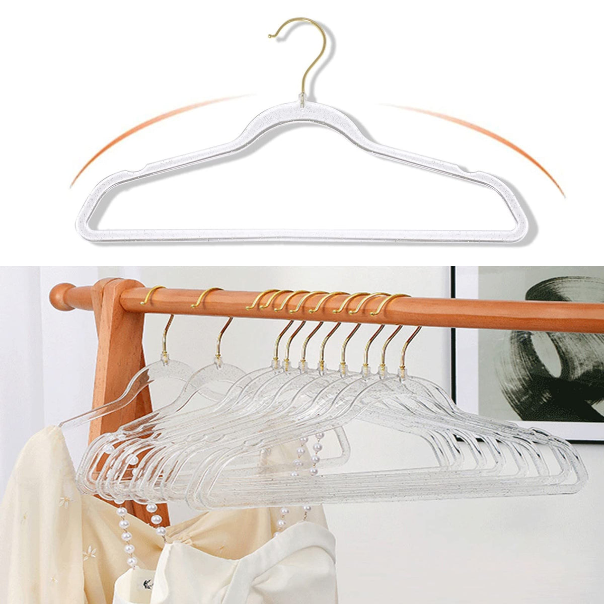 Each hanger supports up to 11 pounds for coats and dresses