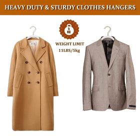 Hangers feature gold swivel hooks for flexible hanging angles