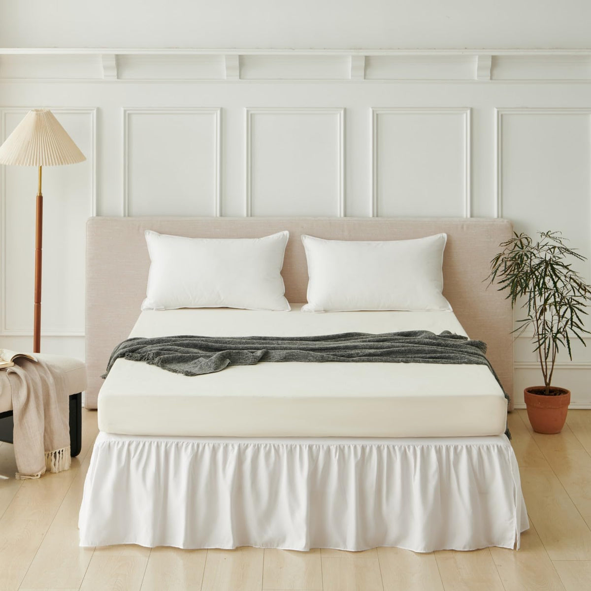 VTNXUN bed skirt conceals box spring and bed frame for a clean base