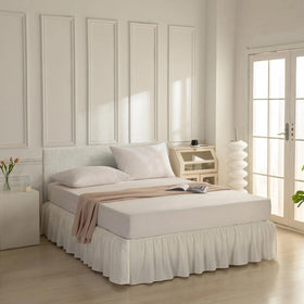 VTNXUN ivory bed skirt with platform design stays in place