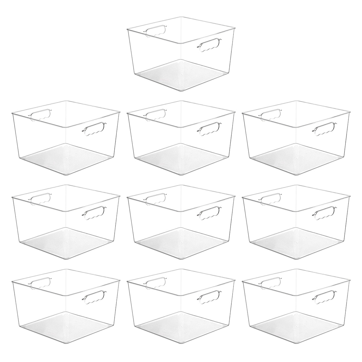 Vtopmart 11x11 clear storage bin for pantry organization and easy visibility.