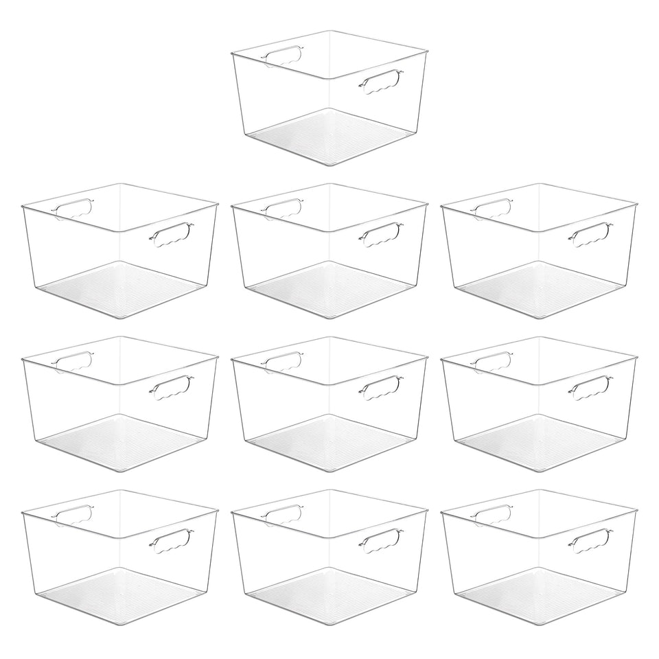 Vtopmart 11x11 clear storage bin for pantry organization and easy visibility.