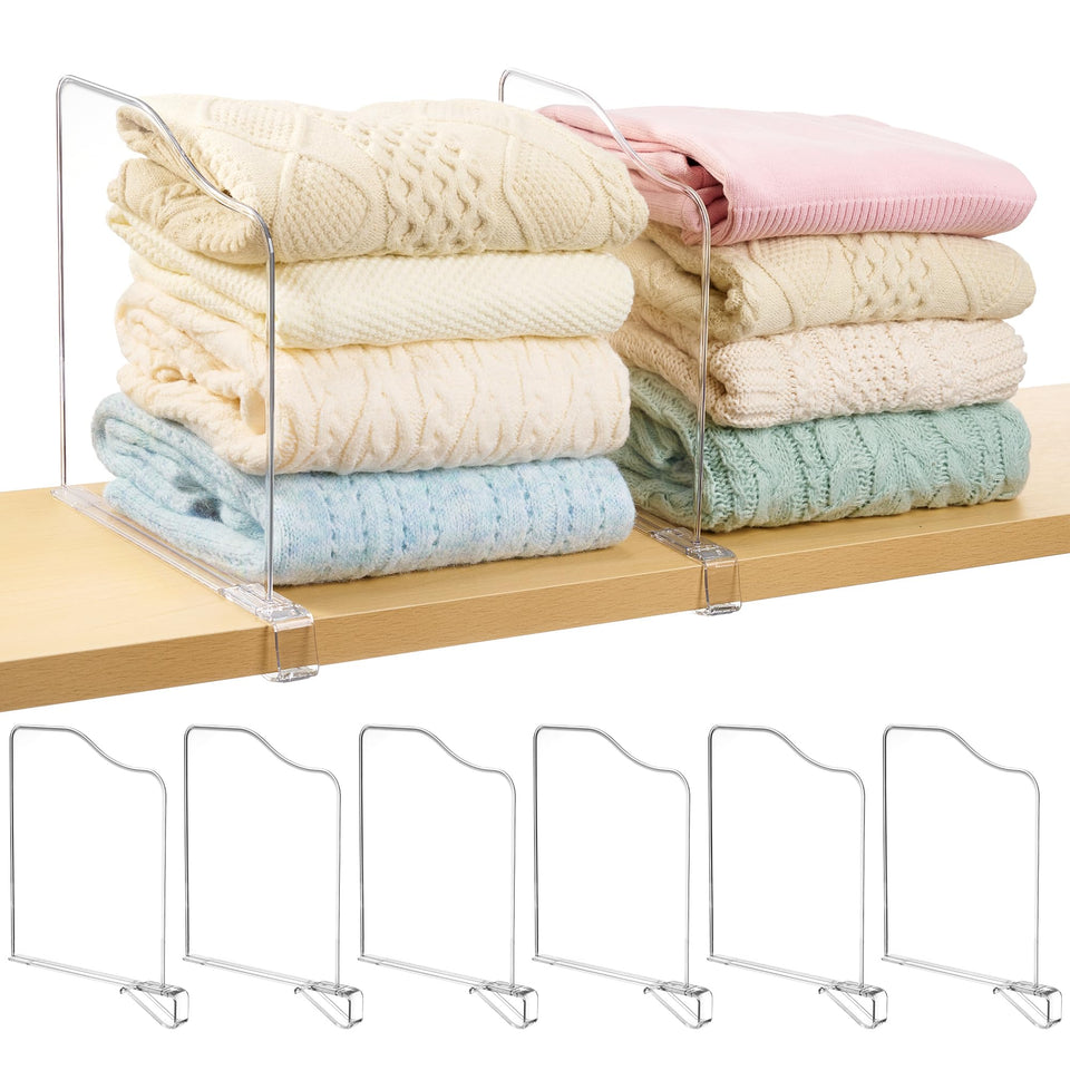 Vtopmart 12-inch shelf divider installed to maximize closet vertical space