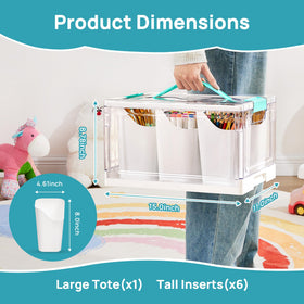 Vtopmart 24 Qt clear organizer inserts-6 demonstrates customizable compartments for art tools.