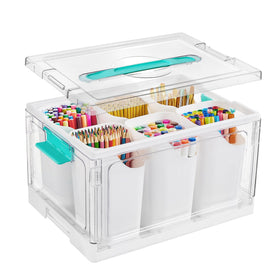 Vtopmart 24 Qt clear organizer top view shows quick access to supplies.