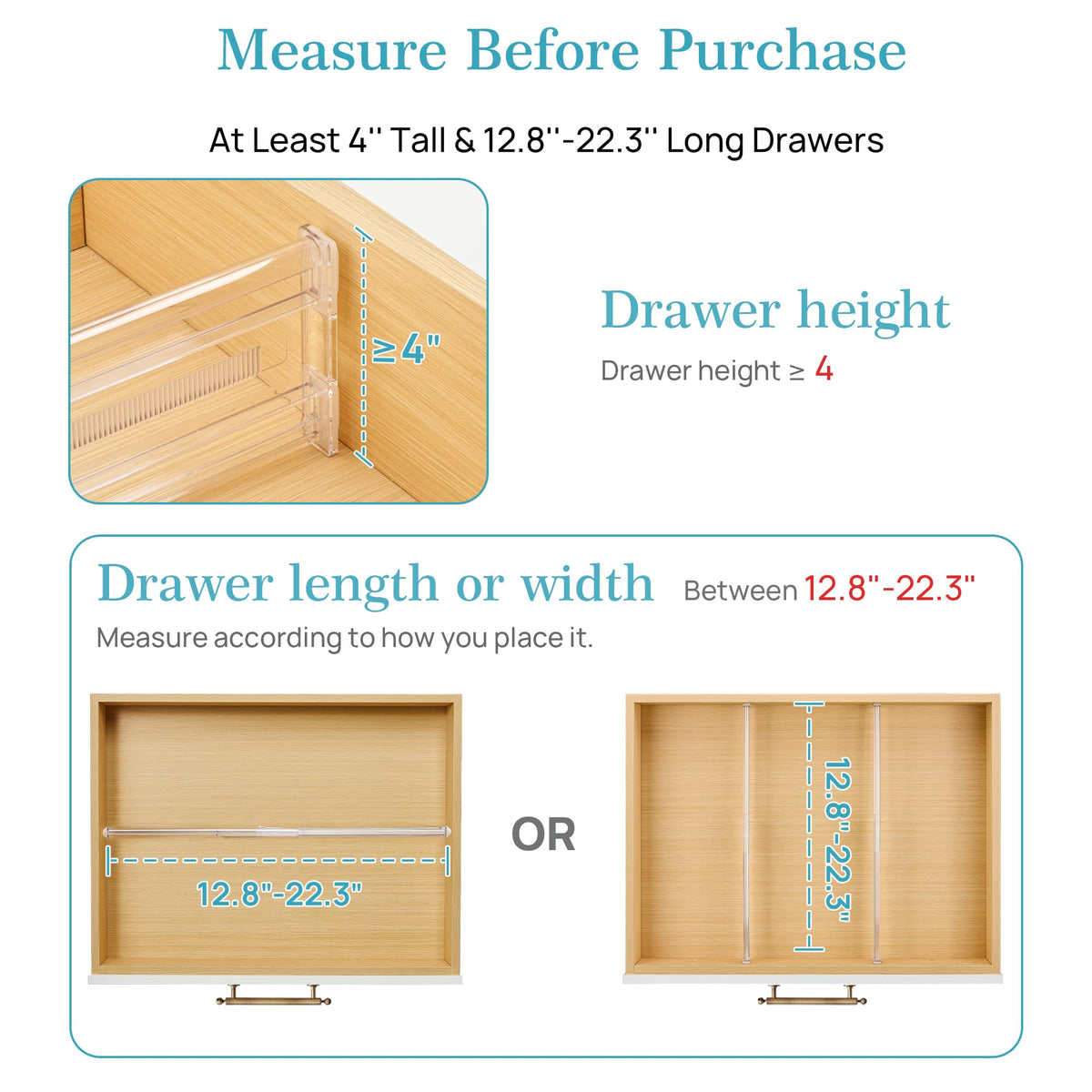 Vtopmart 4-inch divider with smooth edges prevents snagging.