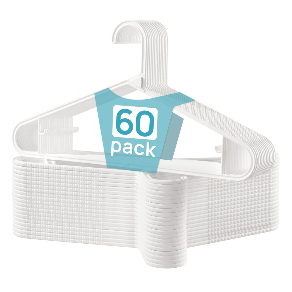 Vtopmart 60-pack plastic hangers packshot highlighting durable, space-saving closet organization.