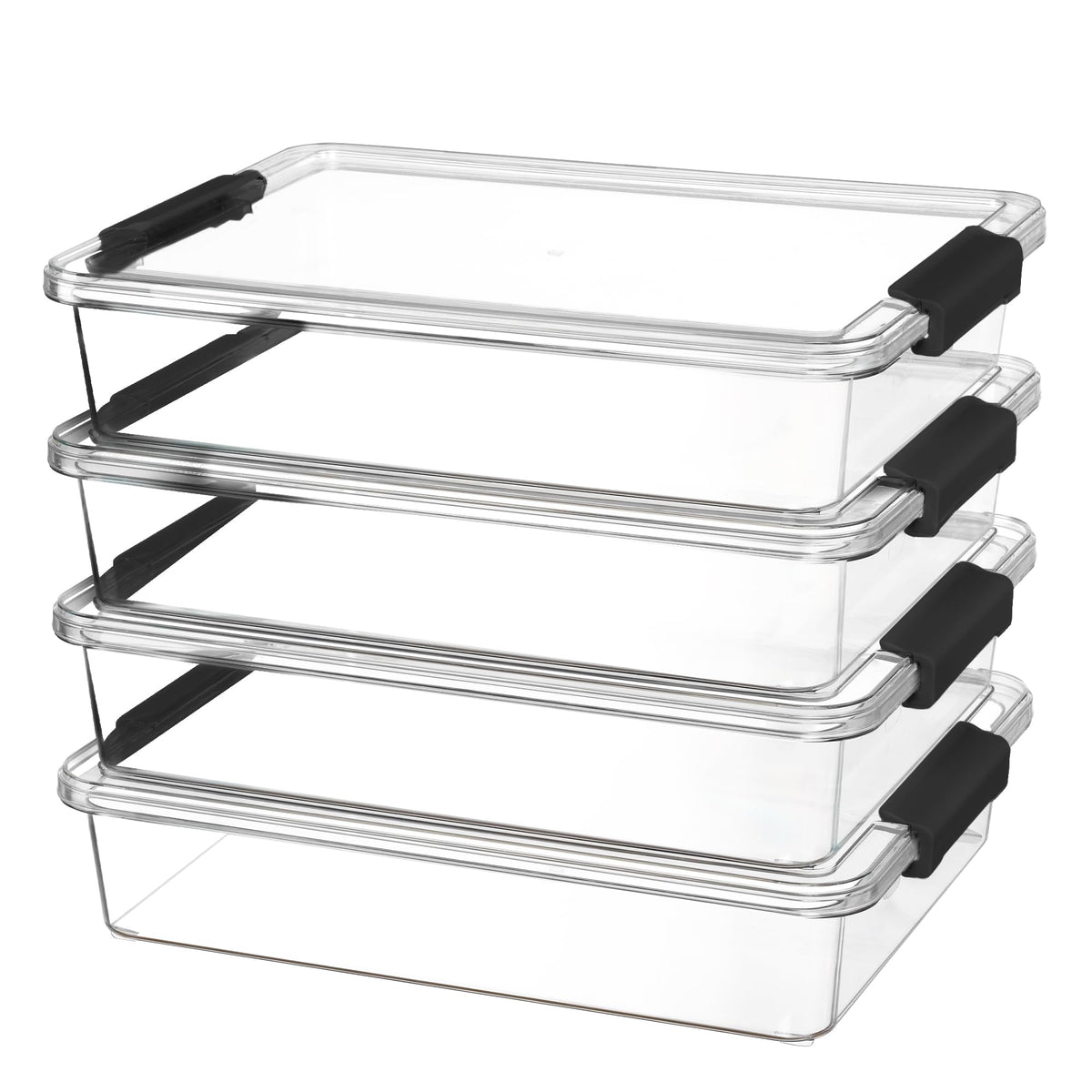 Vtopmart 6 Qt storage bin with lid in black, easy stacking for organized spaces
