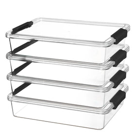 Vtopmart 6 Qt storage bin with lid in black, easy stacking for organized spaces