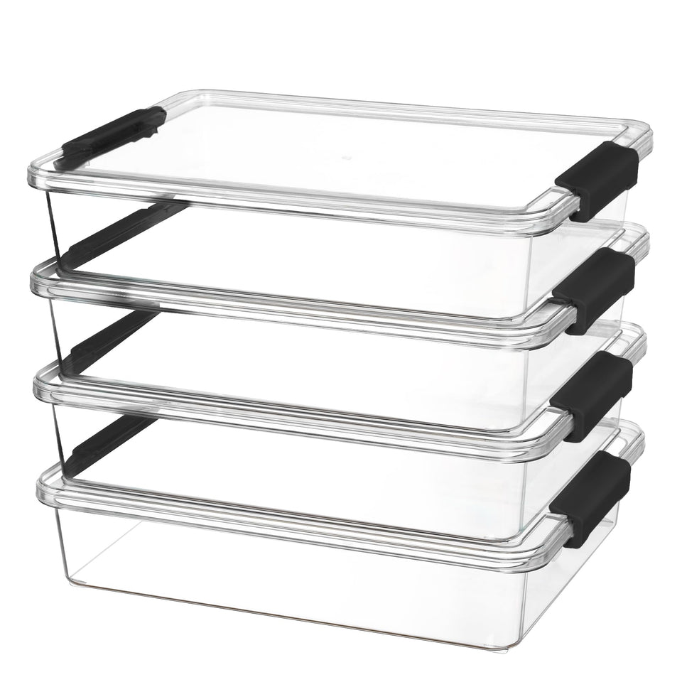 Vtopmart 6 Qt storage bin with lid in black, easy stacking for organized spaces
