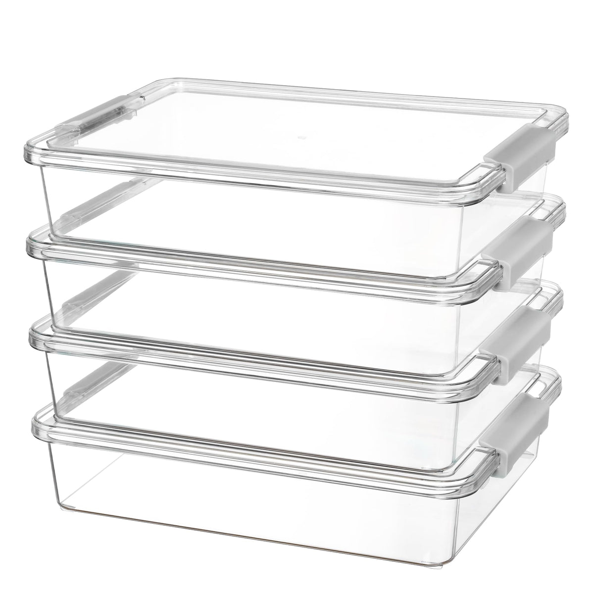 Vtopmart 6qt storage bin with lid closeup in grey for secure, mess-free storage.