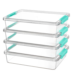 Vtopmart 6qt storage bin with lid, stackable for space-saving organization