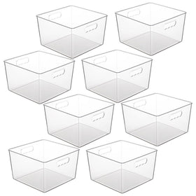 Vtopmart 8-pack extra-large clear bin front view for pantry access.