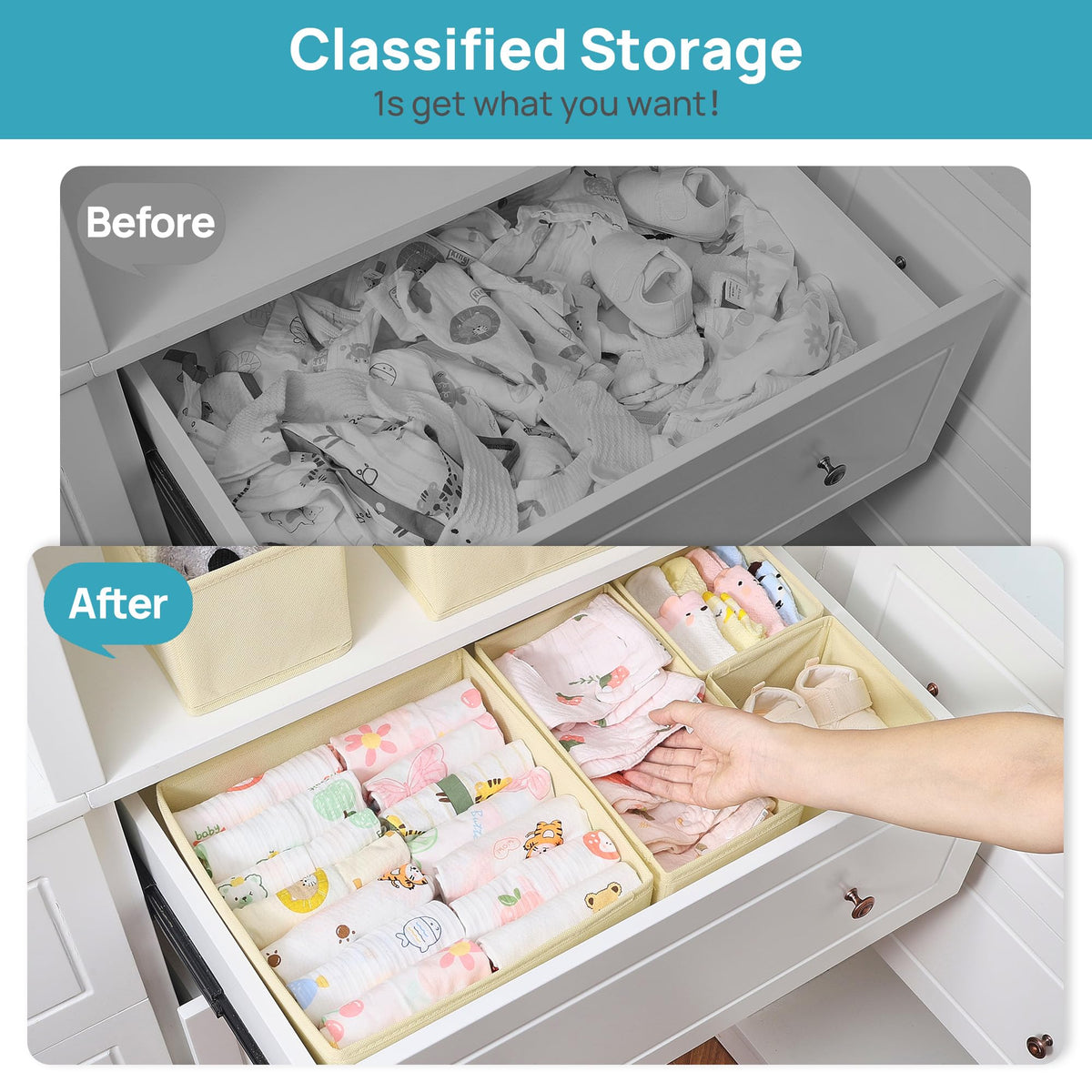 Vtopmart medium bin ideal for underwear or scarves in a dresser.