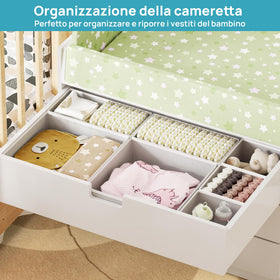 Vtopmart rectangle-bin for bibs and small accessories, easy to reach.