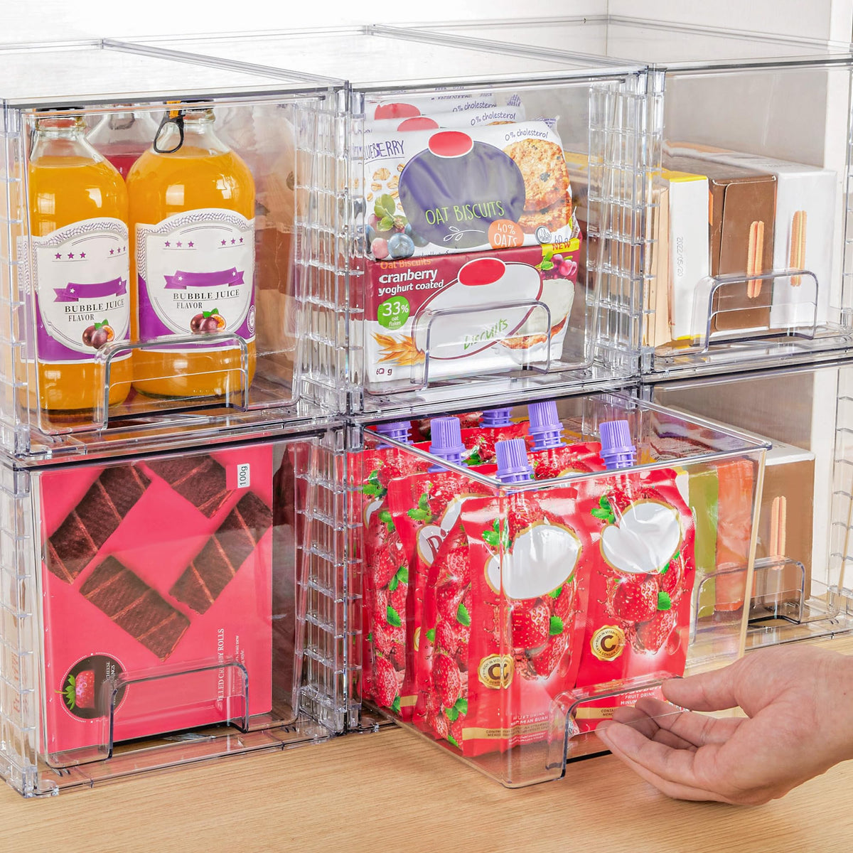 Vtopmart bathroom closet organizer keeps bottles upright and easy to reach.
