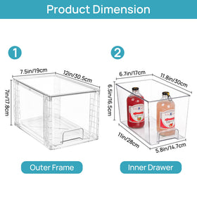 Vtopmart clear acrylic drawer organizers provide quick visibility for snacks and cans.