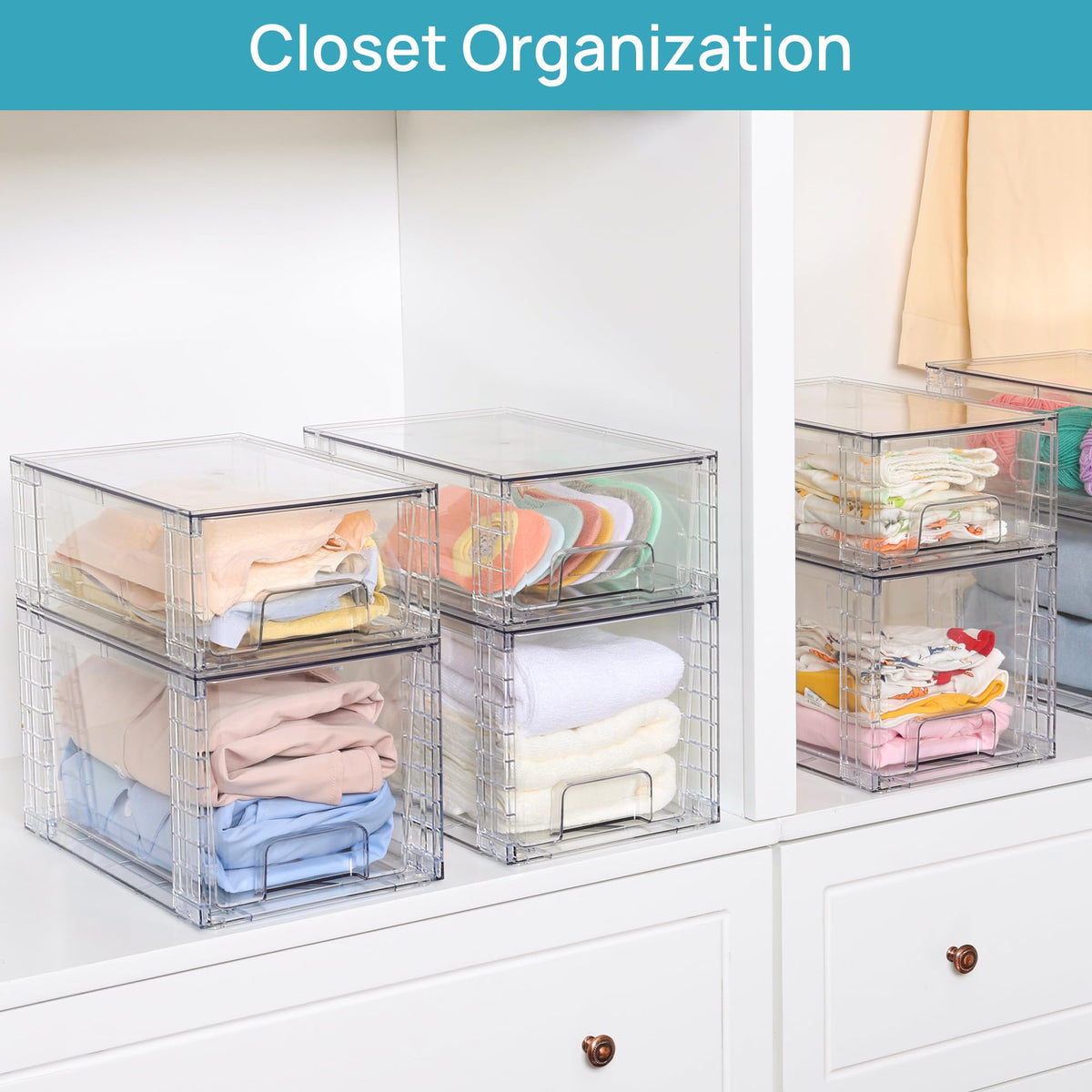 Vtopmart clear bin for makeup storage, quick item retrieval.