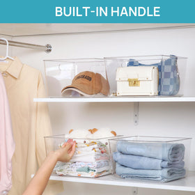 Vtopmart clear bin stackable option for compact shelving.