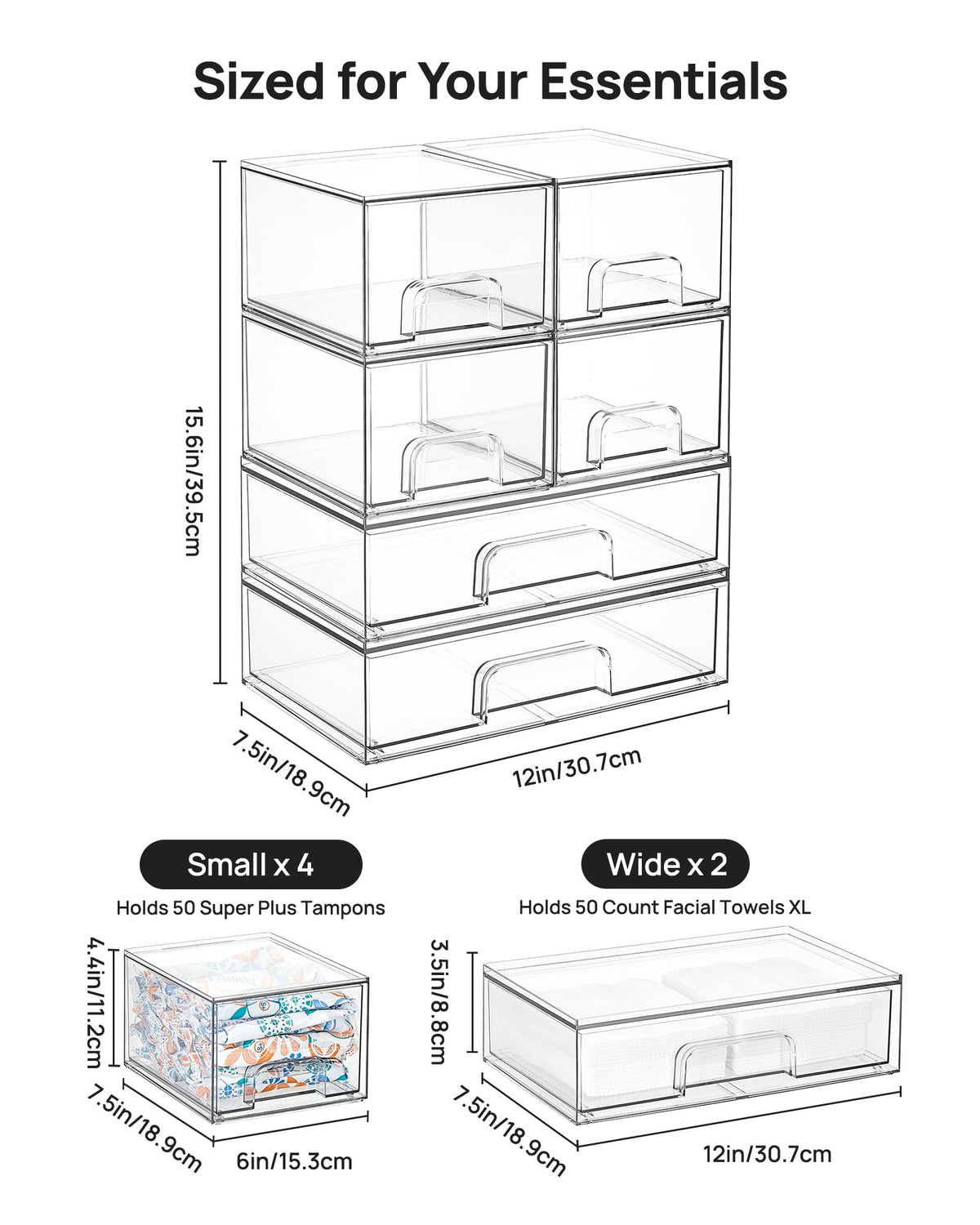 Vtopmart clear plastic organizer bin for bathroom toiletries.