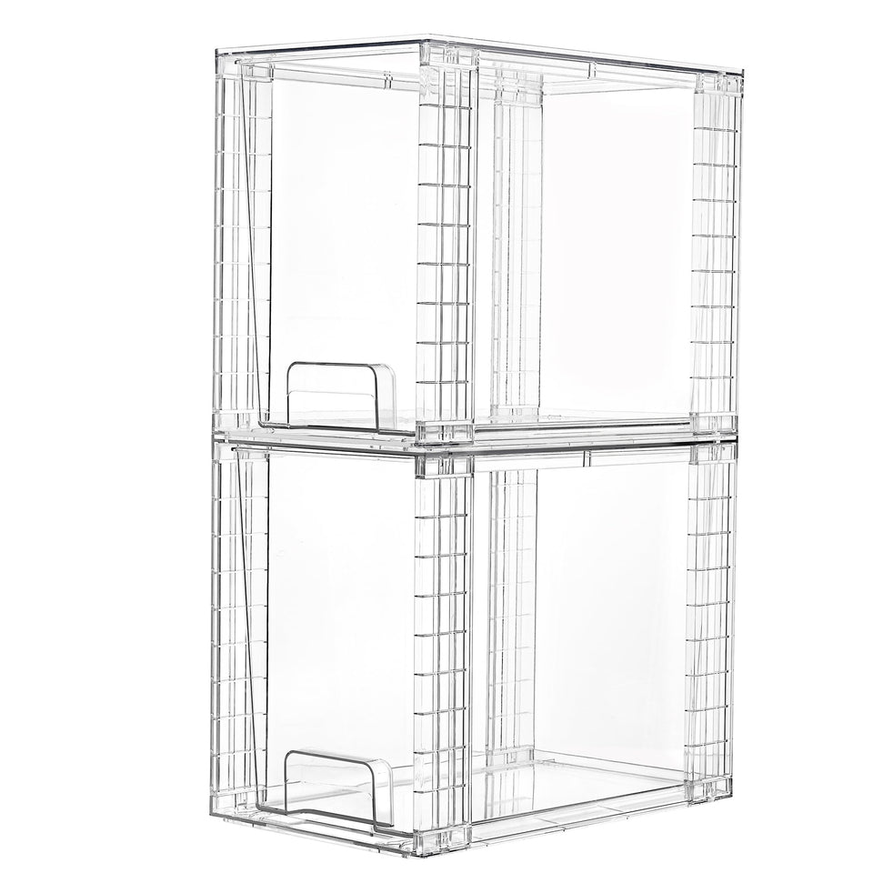 Vtopmart clear stackable drawers 2-pack for skincare organization and easy access.
