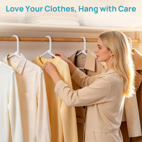 Interlocking clips let you pair hangers for heavier items.