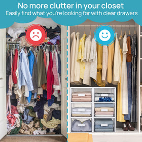 Vtopmart drawers in closet keep clothing and accessories neatly organized.