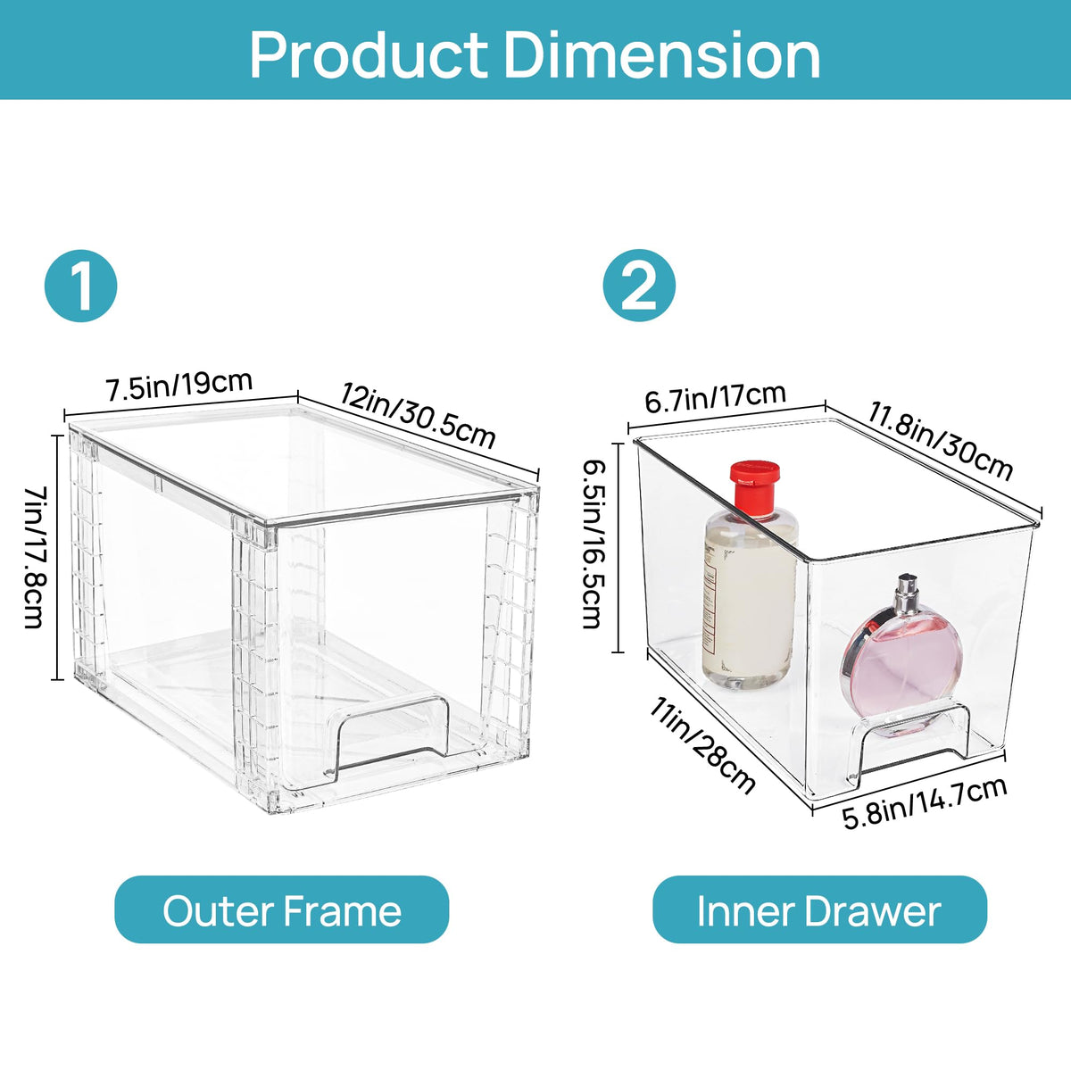 Vtopmart sturdy PET acrylic construction supports up to 15 lbs when stacked