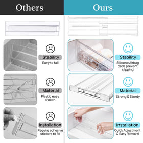 Vtopmart 4-pack drawer dividers neatly organizes drawers.