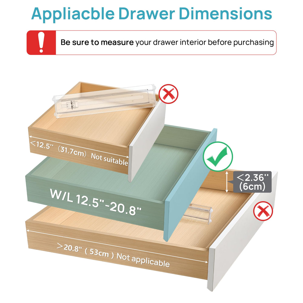 Vtopmart adjustable extendable drawer divider fitting various drawer lengths.