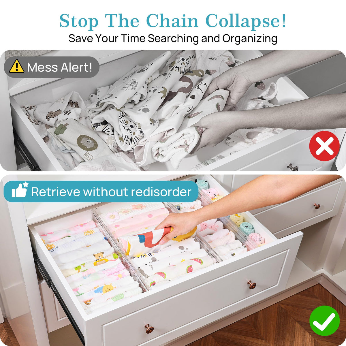 Vtopmart drawer divider with upgraded spring button locks securely for long-term use