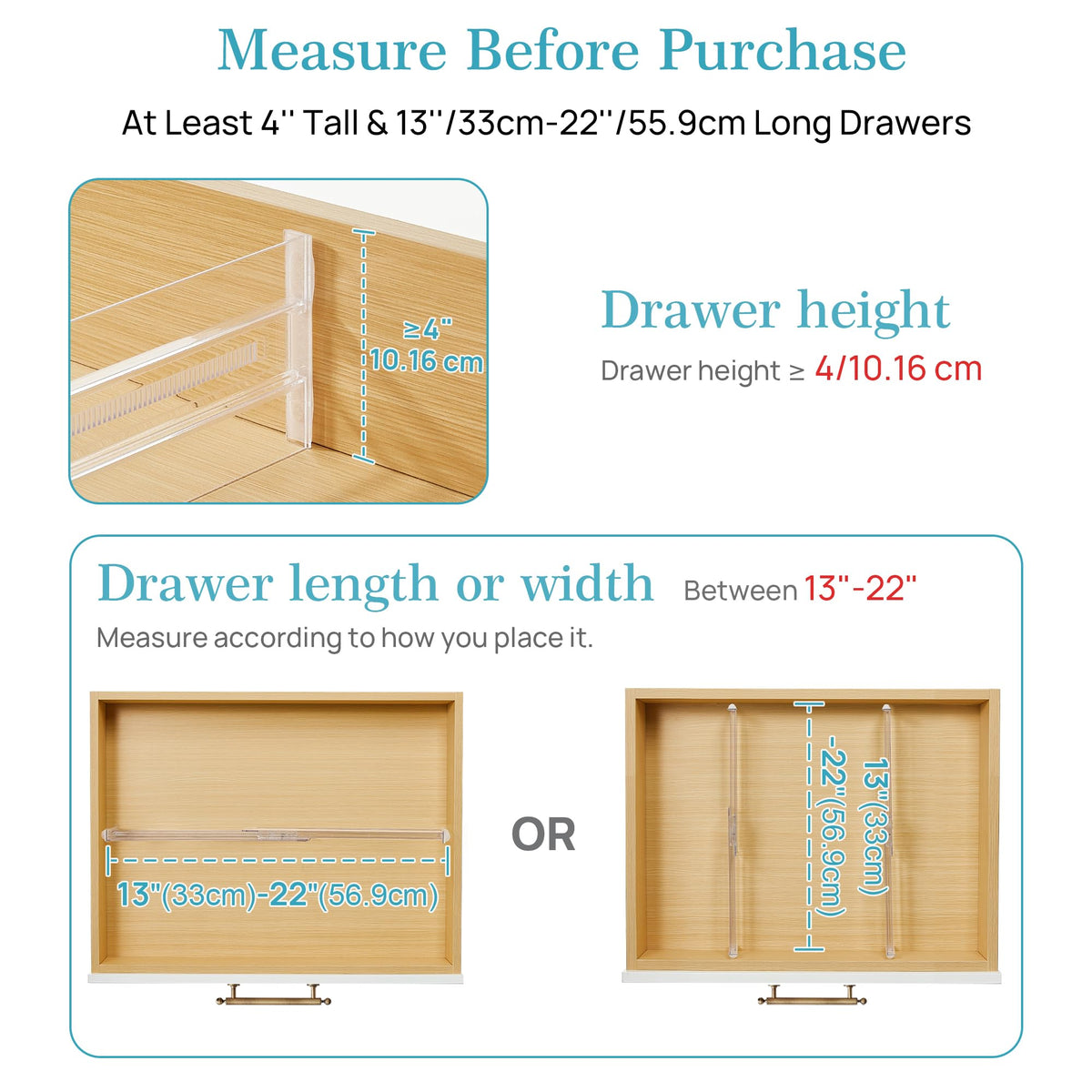 Vtopmart divider length adjusted to fit a 13–22 inch drawer for perfect partitioning
