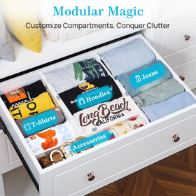 Vtopmart stackable design allows vertical or horizontal placement in deep drawers