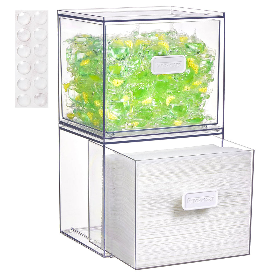 Vtopmart dryer sheet holder drawer compact two-pack for organized laundry supplies