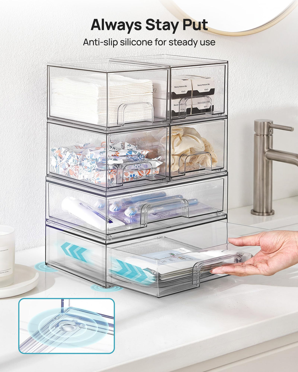 Vtopmart durable BPA-free plastic drawers designed for everyday use.
