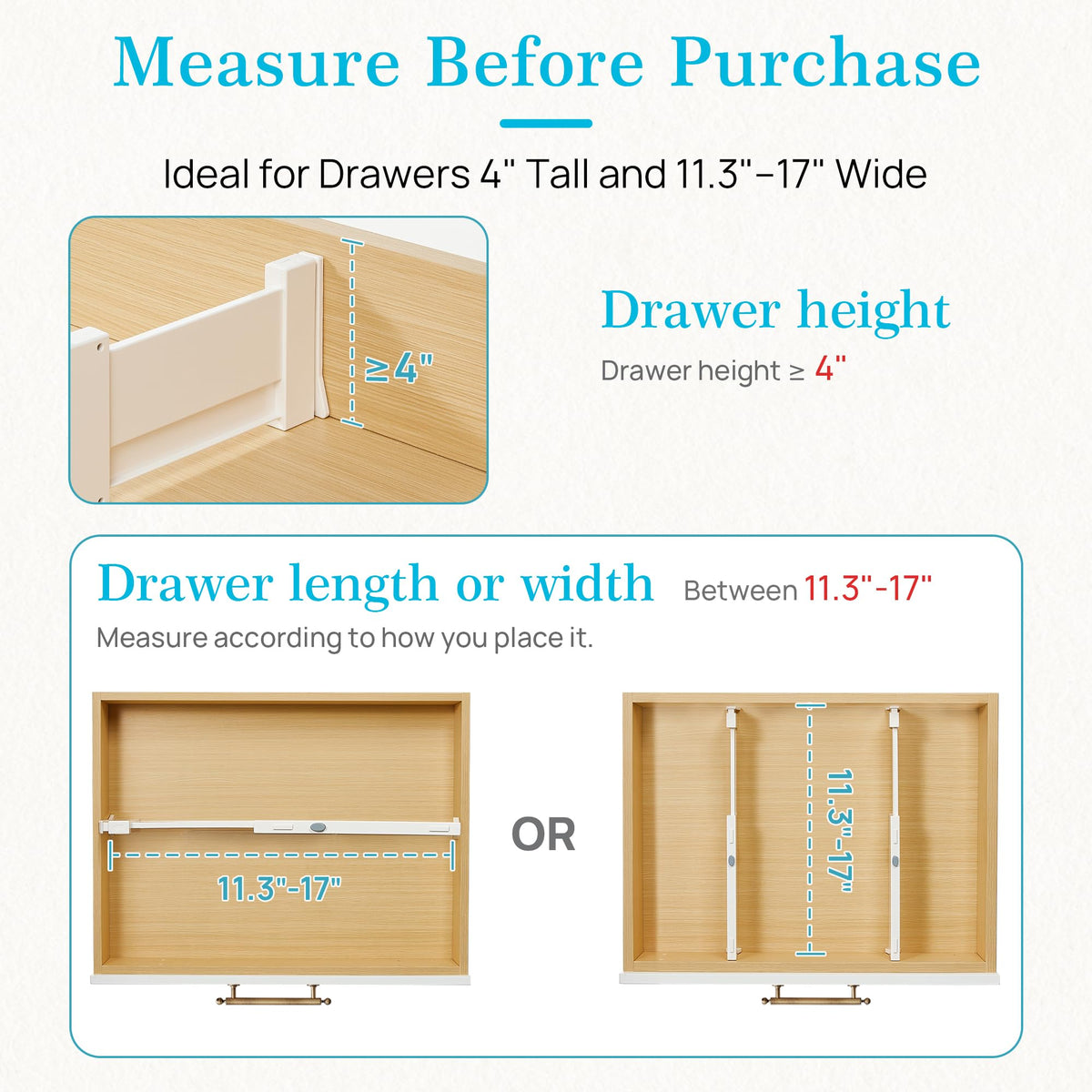 Vtopmart easy install and removal for fast drawer reorganization.