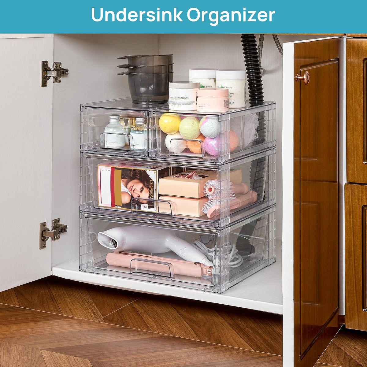 Two drawer sizes maximize versatility for cosmetics, medicines, and small accessories.
