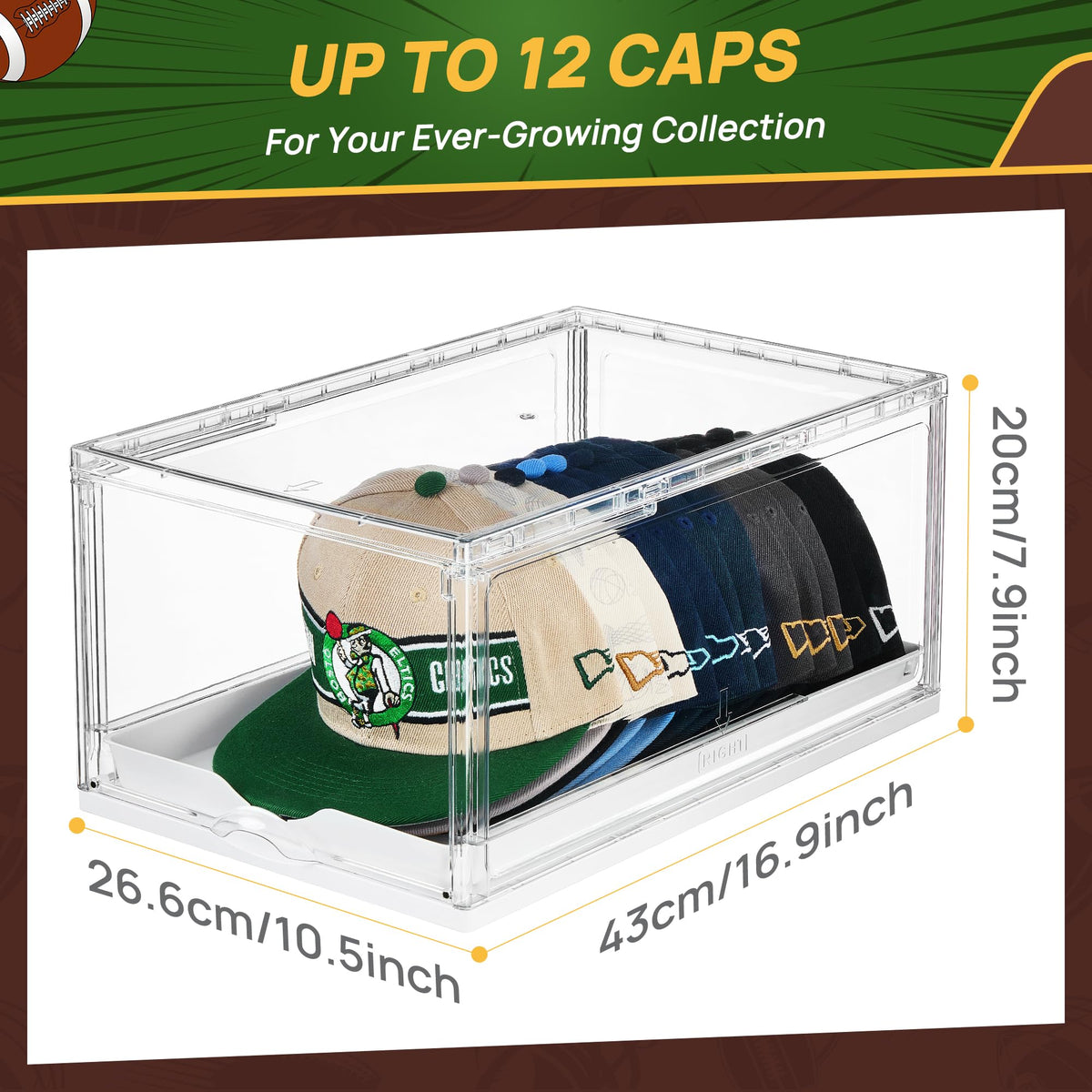 Two-pack storage keeps hats organized and accessible in any closet or desk area.
